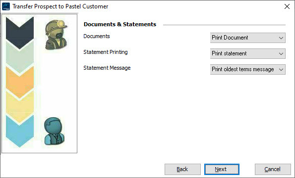 Select the Documents and Statement printing methods